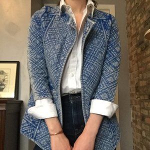 Lucky Brand blue quilted open-front blazer